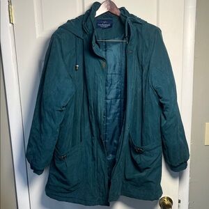 Mackintosh New England Coat Winter Jacket Size XL Teal Blue Full Zip Snaps Parka
